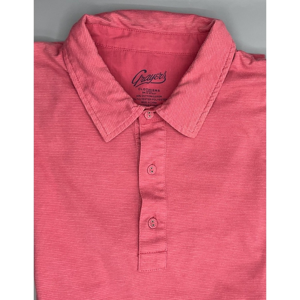 Grayers Cotton Blend Short Sleeve Polo Shirt Muted Red Slub Men's Size Large L